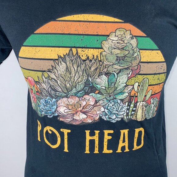Pot Head T-Shirt Mens Stoner Burnout Weed Unique Weird Happy Funny M - Picture 2 of 6